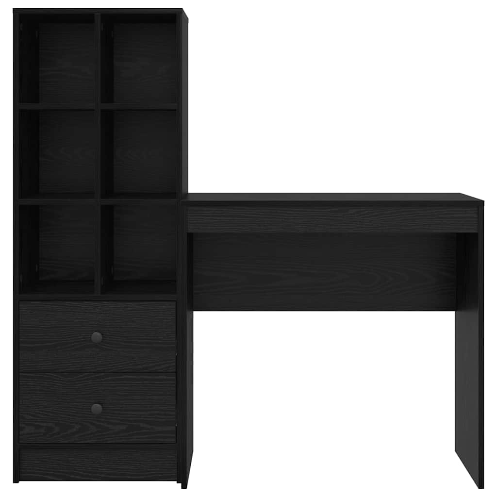 Skrivebord med opbevaring 2 pcs Sort eg 80 x 40 x 76 cm