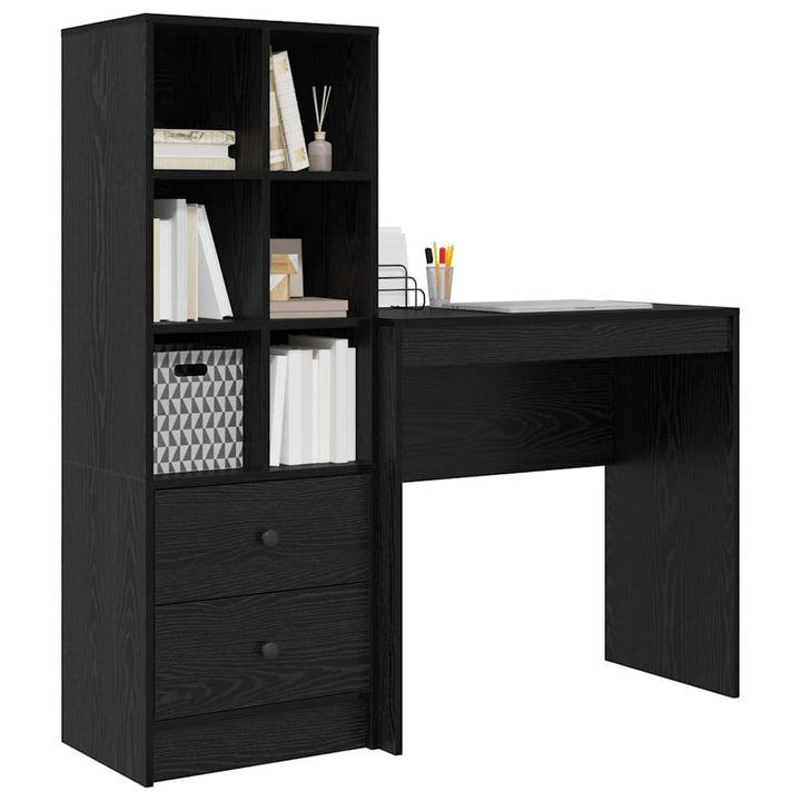 Skrivebord med opbevaring 2 pcs Sort eg 80 x 40 x 76 cm