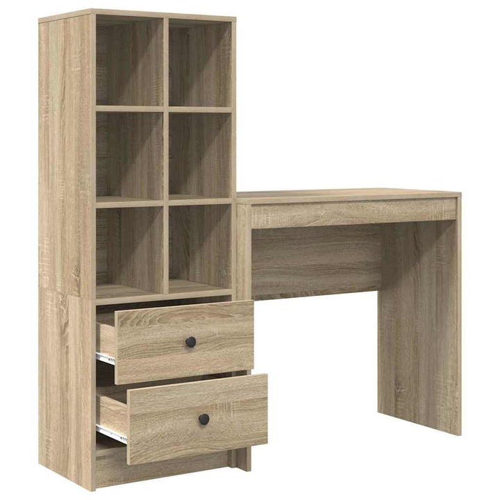 Skrivebord med opbevaring 2 pcs Sonoma eg 80 x 40 x 76 cm