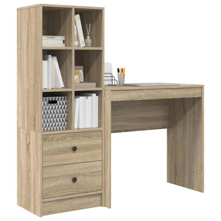 Skrivebord med opbevaring 2 pcs Sonoma eg 80 x 40 x 76 cm