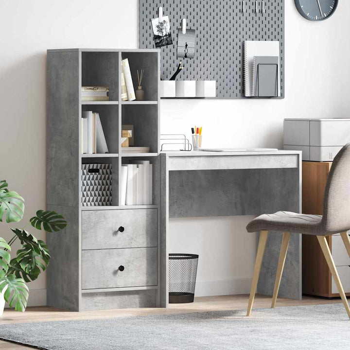 Skrivebord med opbevaring 2 pcs Beton Grå 80 x 40 x 76 cm