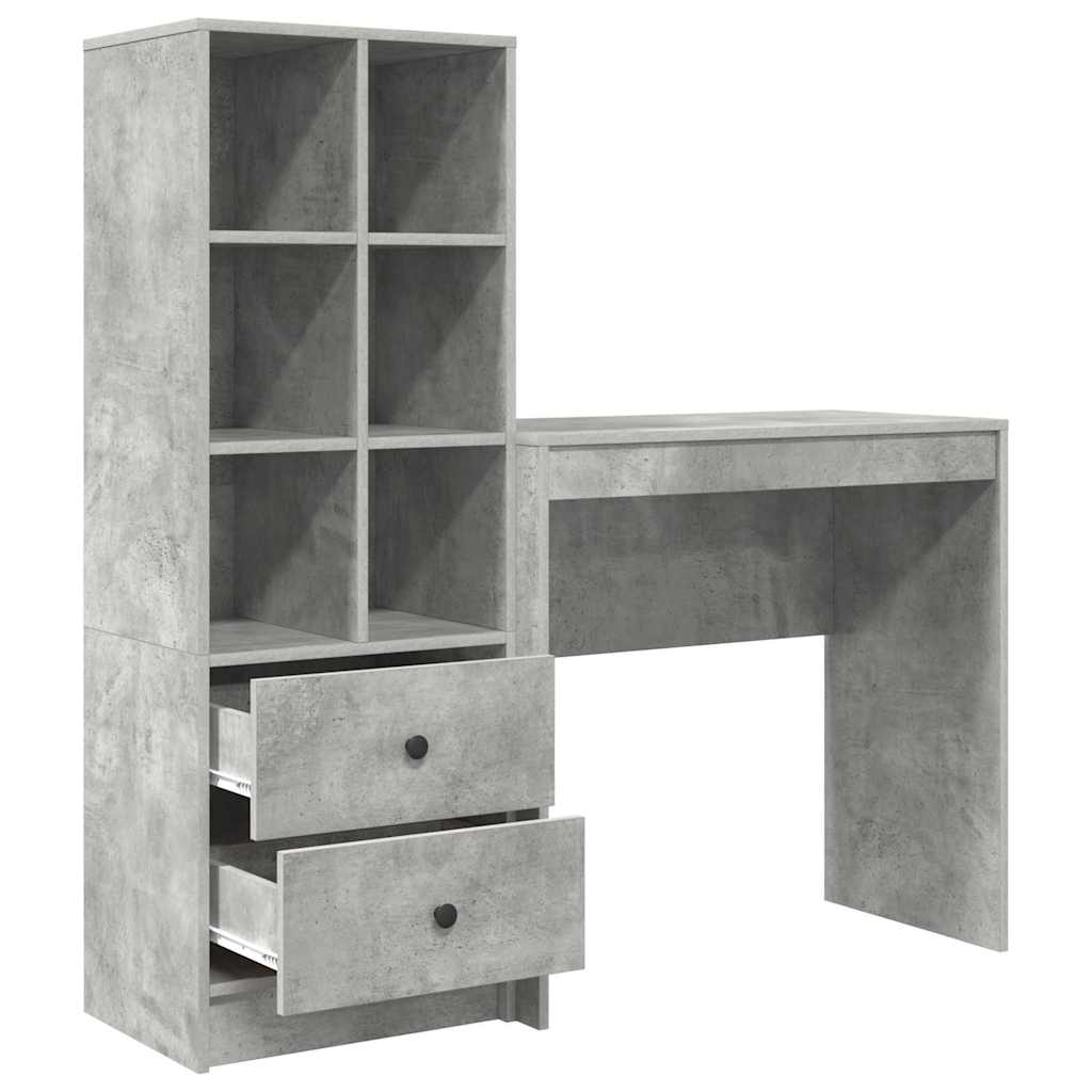 Skrivebord med opbevaring 2 pcs Beton Grå 80 x 40 x 76 cm