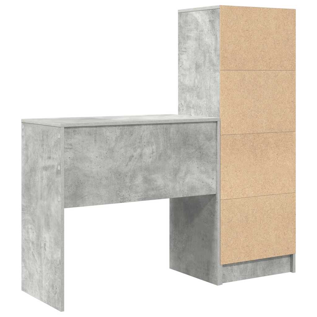 Skrivebord med opbevaring 2 pcs Beton Grå 80 x 40 x 76 cm