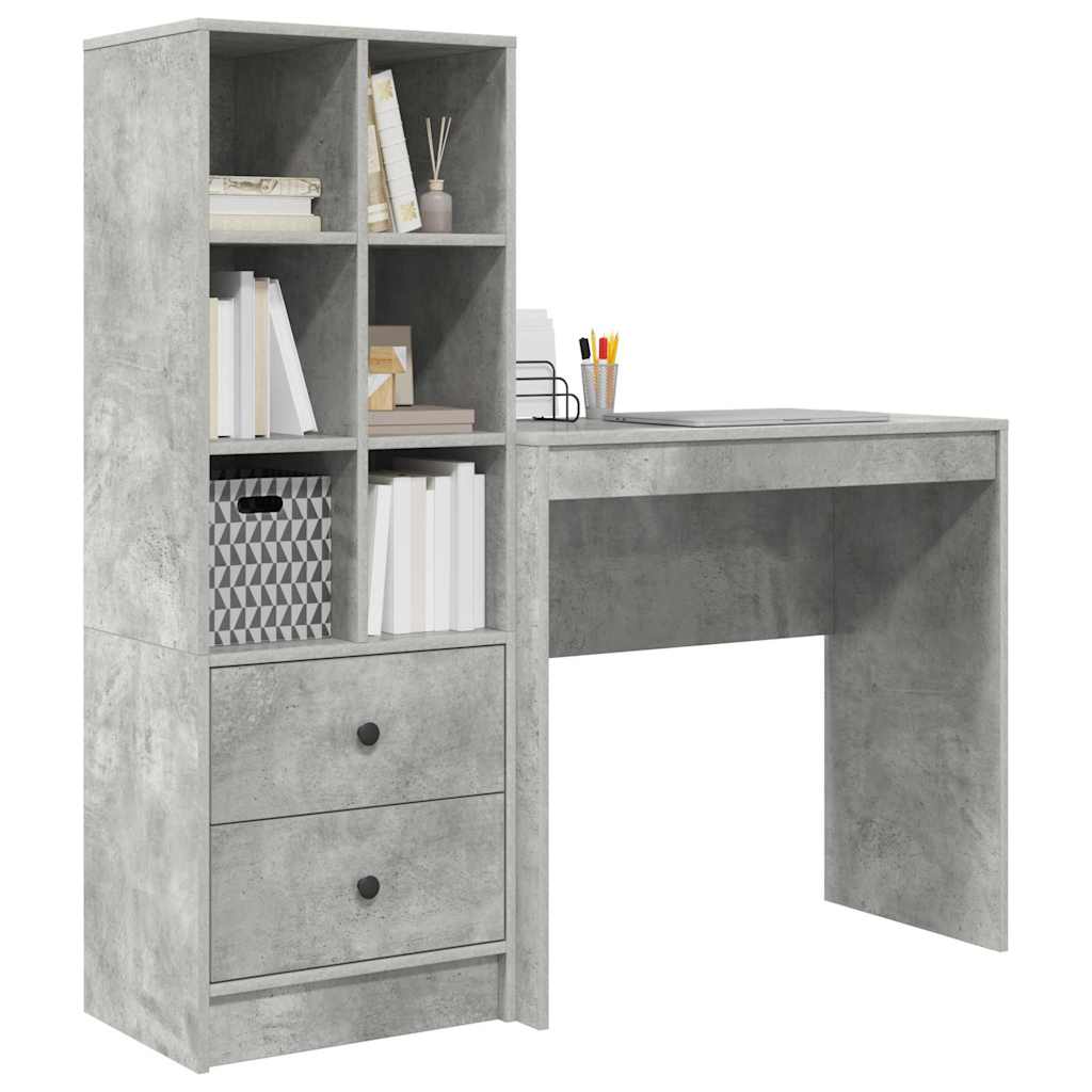 Skrivebord med opbevaring 2 pcs Beton Grå 80 x 40 x 76 cm