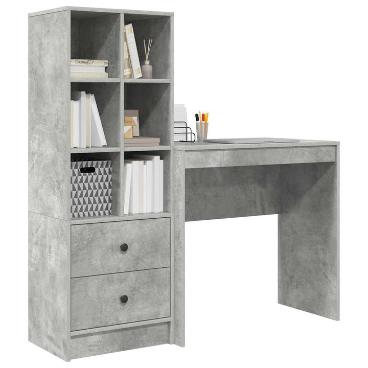 Skrivebord med opbevaring 2 pcs Beton Grå 80 x 40 x 76 cm
