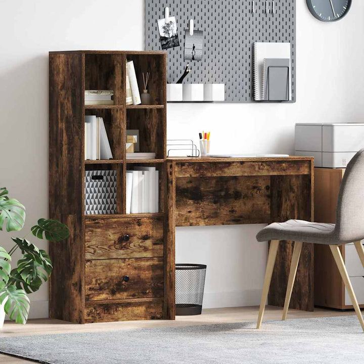 Skrivebord med opbevaring 2 pcs Røget eg 80 x 40 x 76 cm