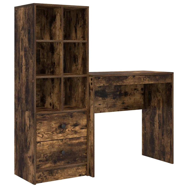 Skrivebord med opbevaring 2 pcs Røget eg 80 x 40 x 76 cm