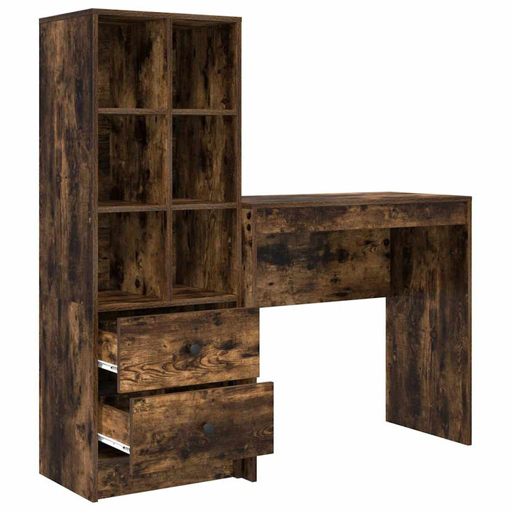 Skrivebord med opbevaring 2 pcs Røget eg 80 x 40 x 76 cm