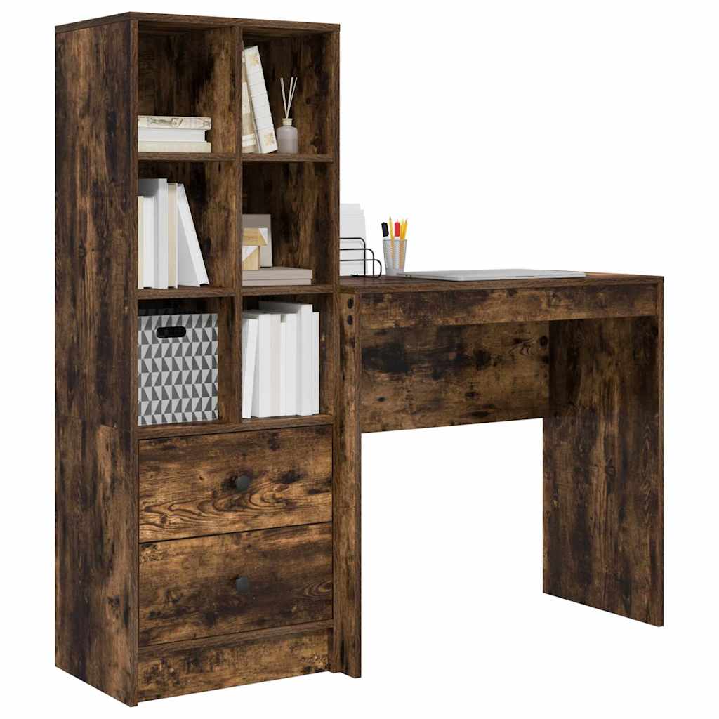 Skrivebord med opbevaring 2 pcs Røget eg 80 x 40 x 76 cm