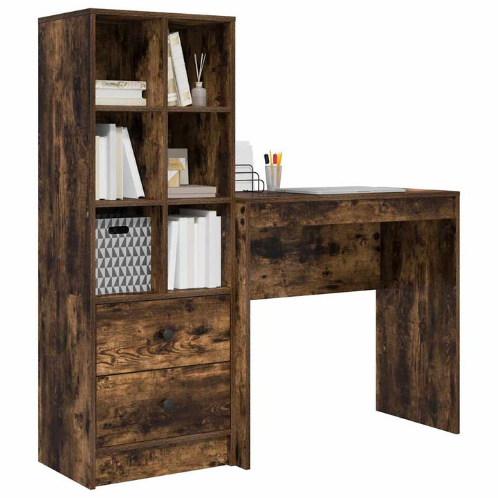 Skrivebord med opbevaring 2 pcs Røget eg 80 x 40 x 76 cm