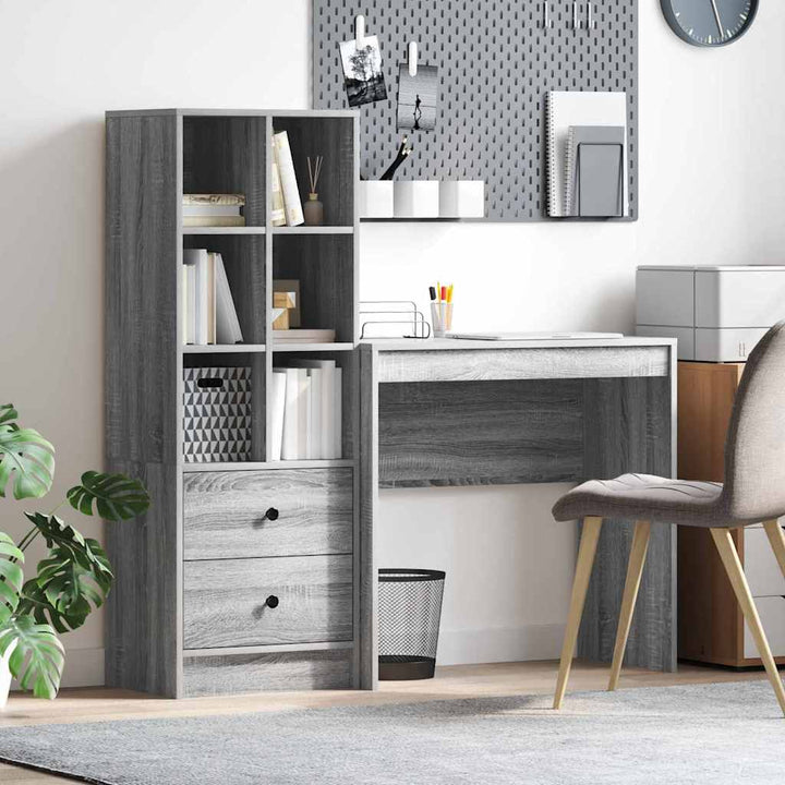 Skrivebord med opbevaring 2 pcs Grå sonoma-eg 80 x 40 x 76 cm