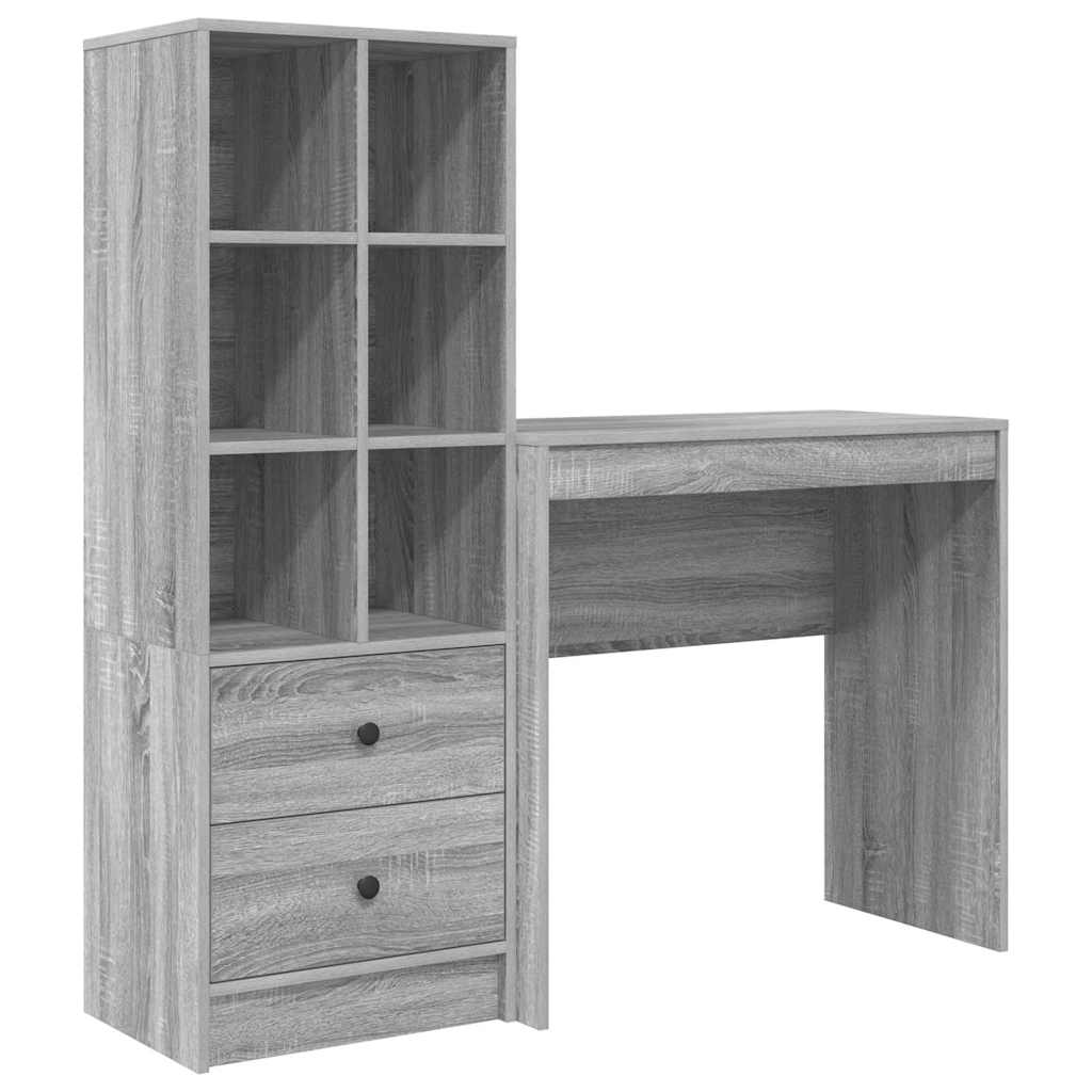 Skrivebord med opbevaring 2 pcs Grå sonoma-eg 80 x 40 x 76 cm