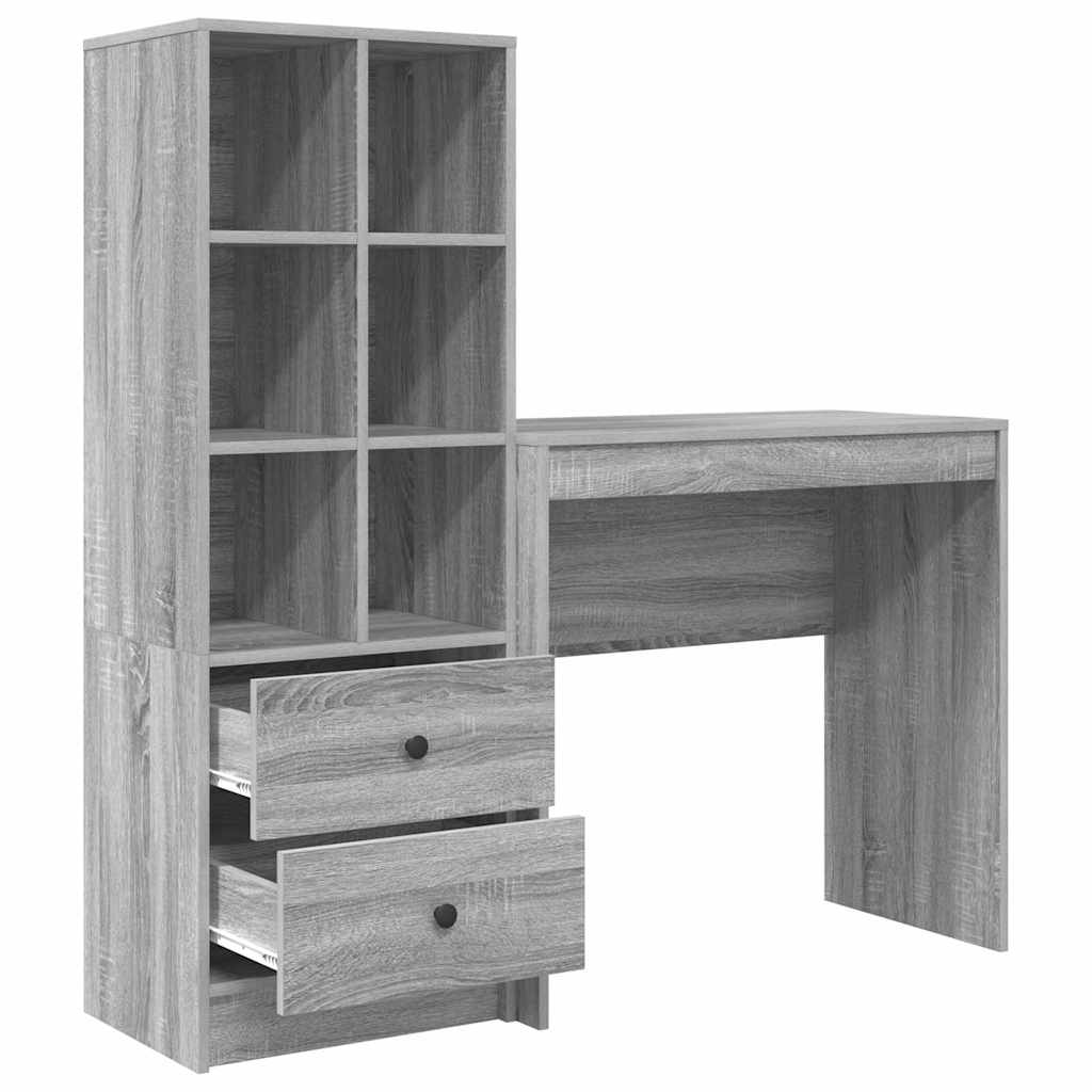 Skrivebord med opbevaring 2 pcs Grå sonoma-eg 80 x 40 x 76 cm