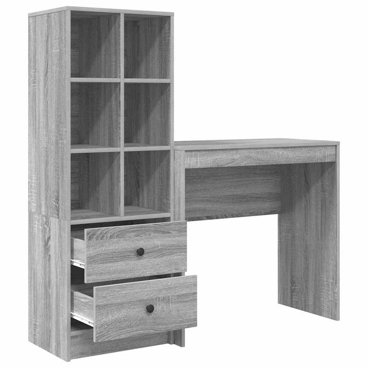 Skrivebord med opbevaring 2 pcs Grå sonoma-eg 80 x 40 x 76 cm