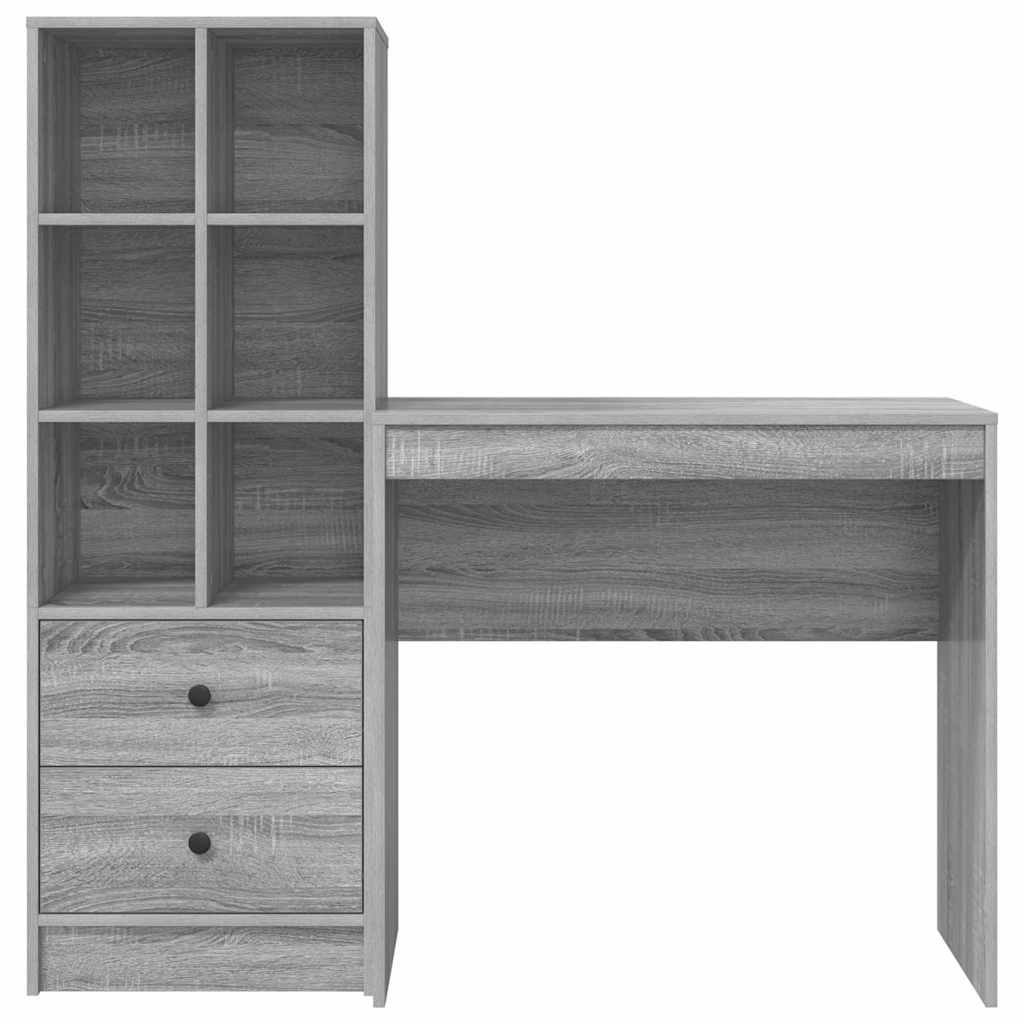 Skrivebord med opbevaring 2 pcs Grå sonoma-eg 80 x 40 x 76 cm