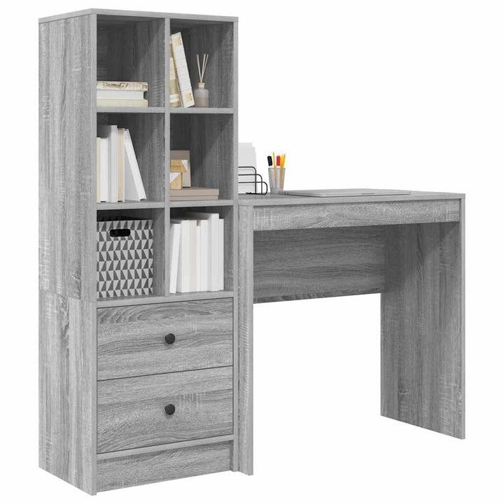 Skrivebord med opbevaring 2 pcs Grå sonoma-eg 80 x 40 x 76 cm