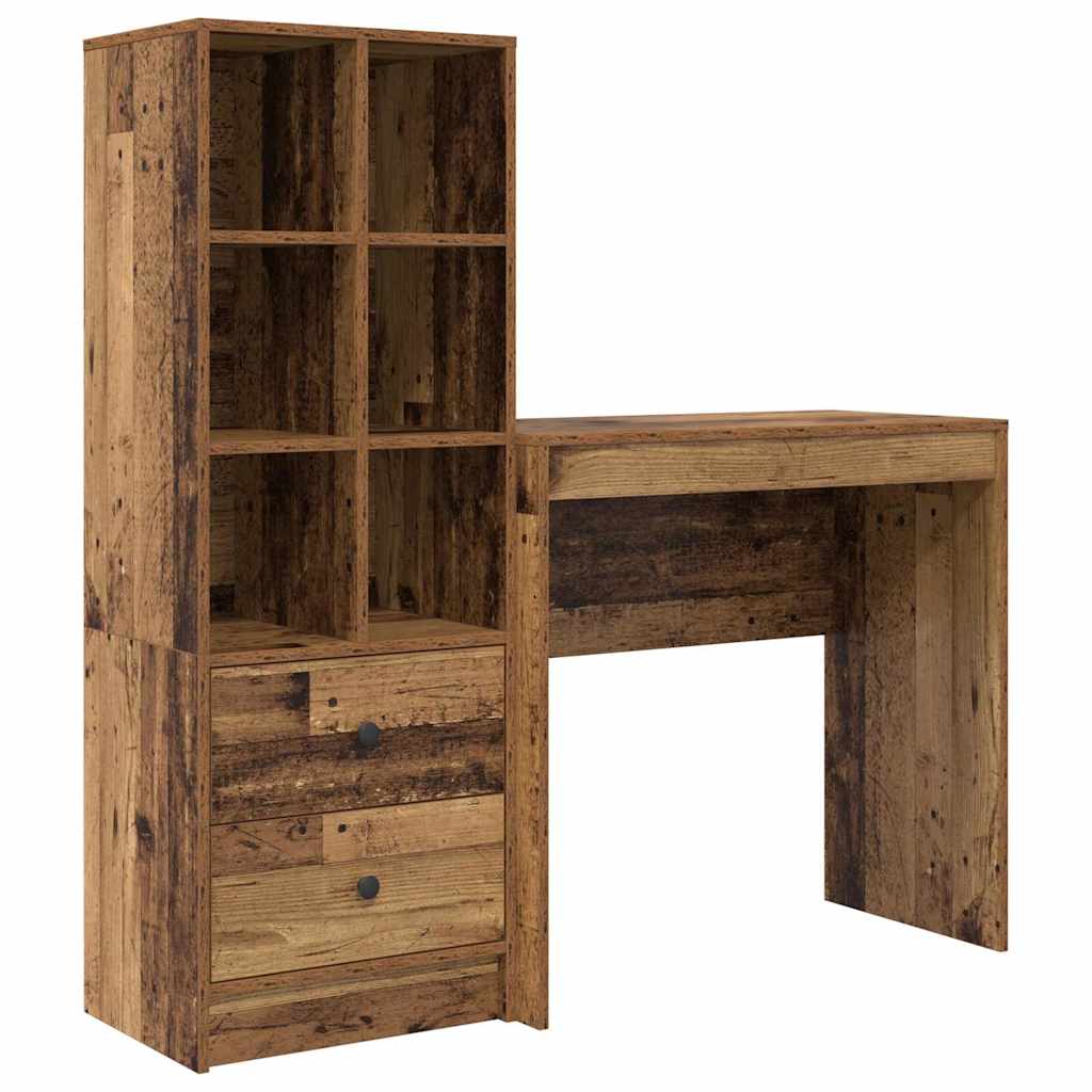 Skrivebord med opbevaring 2 pcs Gammelt træ 80 x 40 x 76 cm