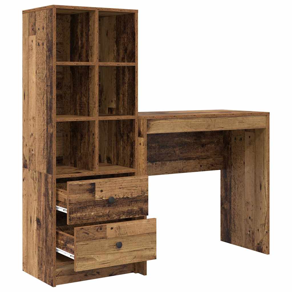 Skrivebord med opbevaring 2 pcs Gammelt træ 80 x 40 x 76 cm