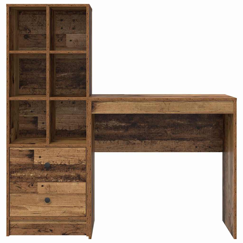 Skrivebord med opbevaring 2 pcs Gammelt træ 80 x 40 x 76 cm