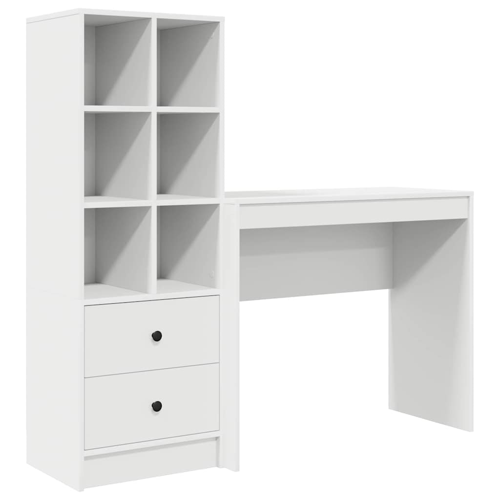 Skrivebord med opbevaring med skuffe 2 pcs Hvid 90 x 40 x 76 cm
