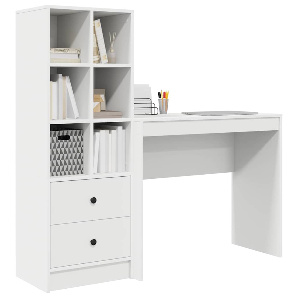 Skrivebord med opbevaring med skuffe 2 pcs Hvid 90 x 40 x 76 cm