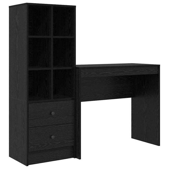 Skrivebord med opbevaring 2 pcs Sort eg 90 x 40 x 76 cm