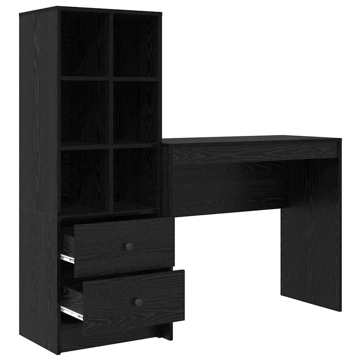 Skrivebord med opbevaring 2 pcs Sort eg 90 x 40 x 76 cm