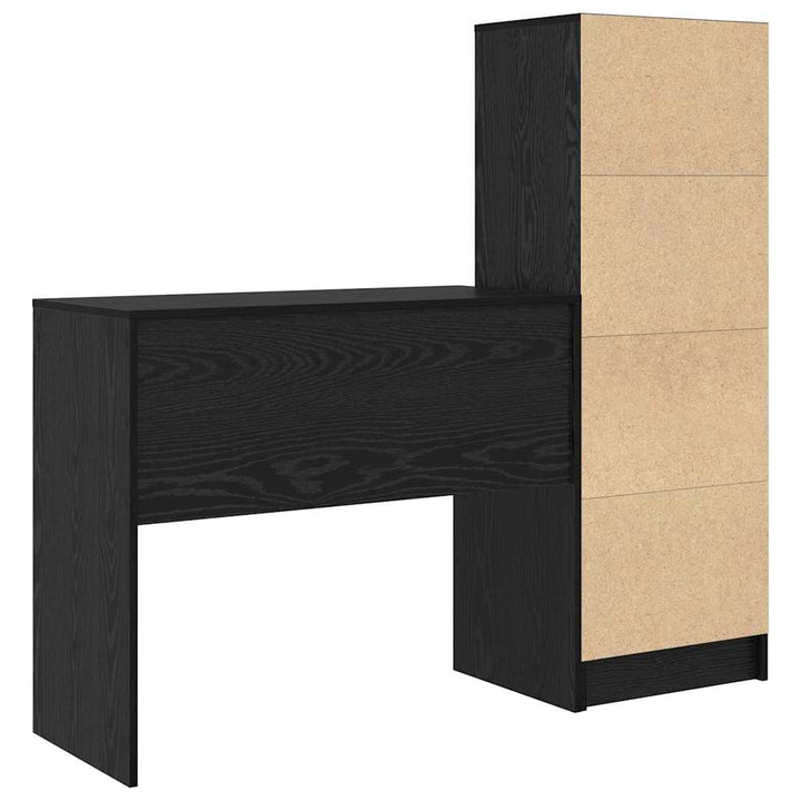 Skrivebord med opbevaring 2 pcs Sort eg 90 x 40 x 76 cm