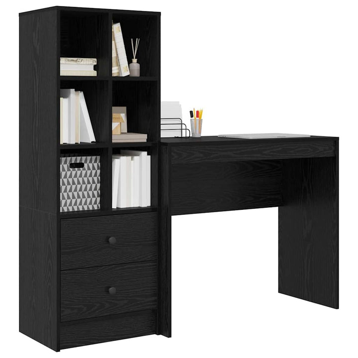 Skrivebord med opbevaring 2 pcs Sort eg 90 x 40 x 76 cm