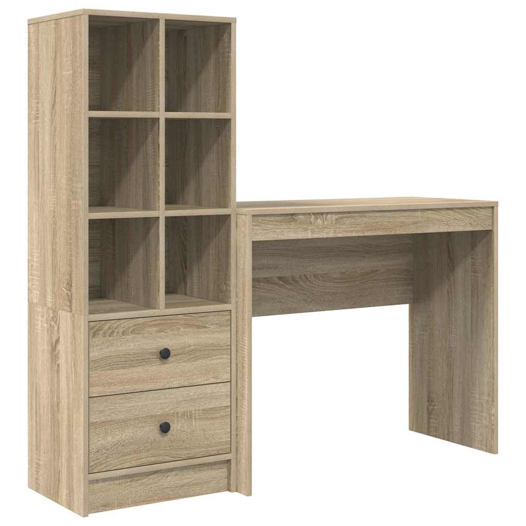 Skrivebord med opbevaring 2 pcs Sonoma eg 90 x 40 x 76 cm