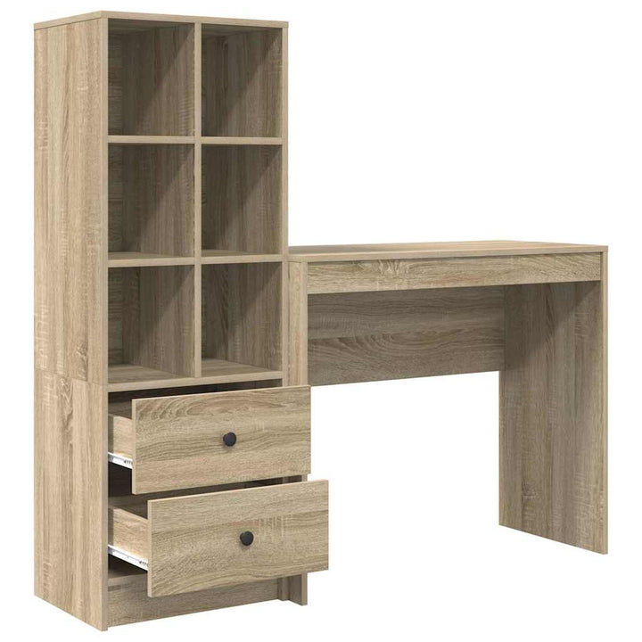Skrivebord med opbevaring 2 pcs Sonoma eg 90 x 40 x 76 cm