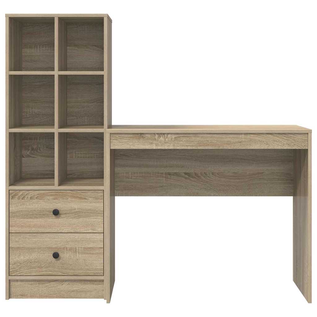 Skrivebord med opbevaring 2 pcs Sonoma eg 90 x 40 x 76 cm