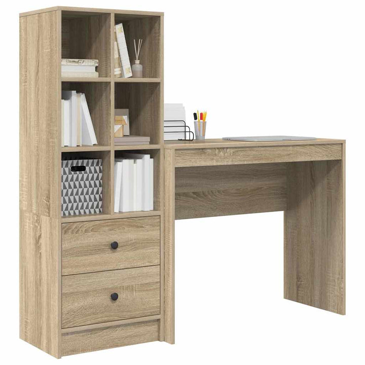 Skrivebord med opbevaring 2 pcs Sonoma eg 90 x 40 x 76 cm