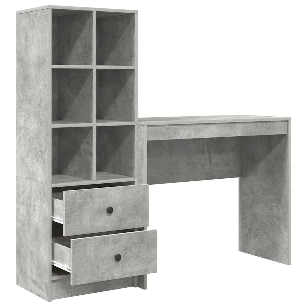 Skrivebord med opbevaring 2 pcs Beton Grå 90 x 40 x 76 cm