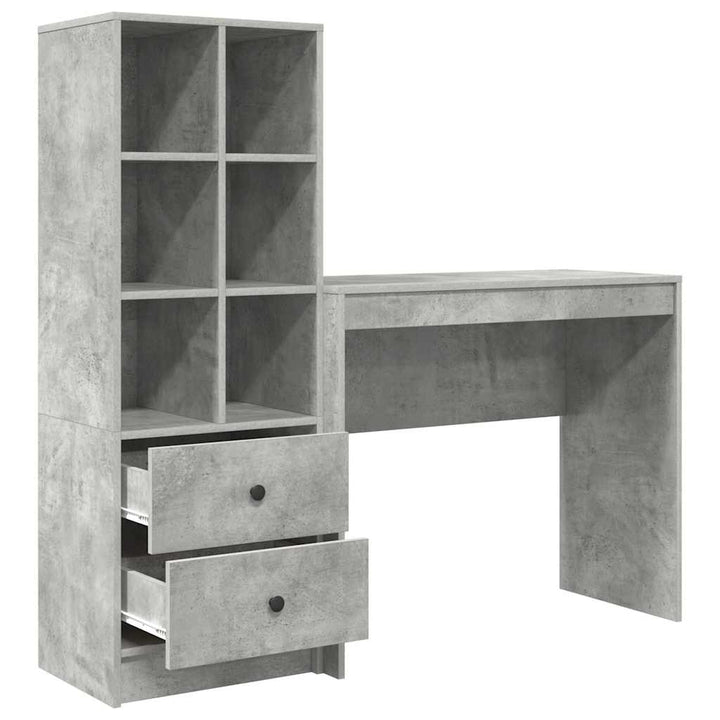 Skrivebord med opbevaring 2 pcs Beton Grå 90 x 40 x 76 cm