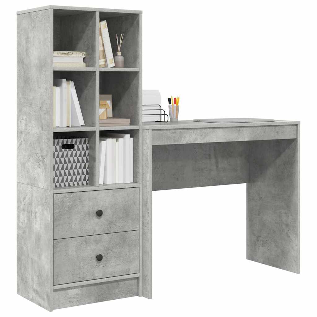 Skrivebord med opbevaring 2 pcs Beton Grå 90 x 40 x 76 cm