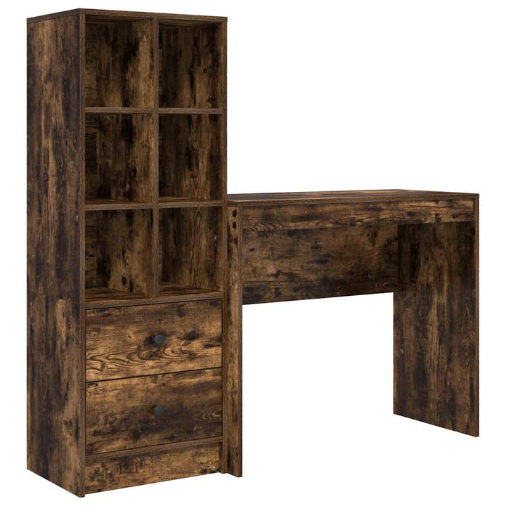 Skrivebord med opbevaring 2 pcs Røget eg 90 x 40 x 76 cm