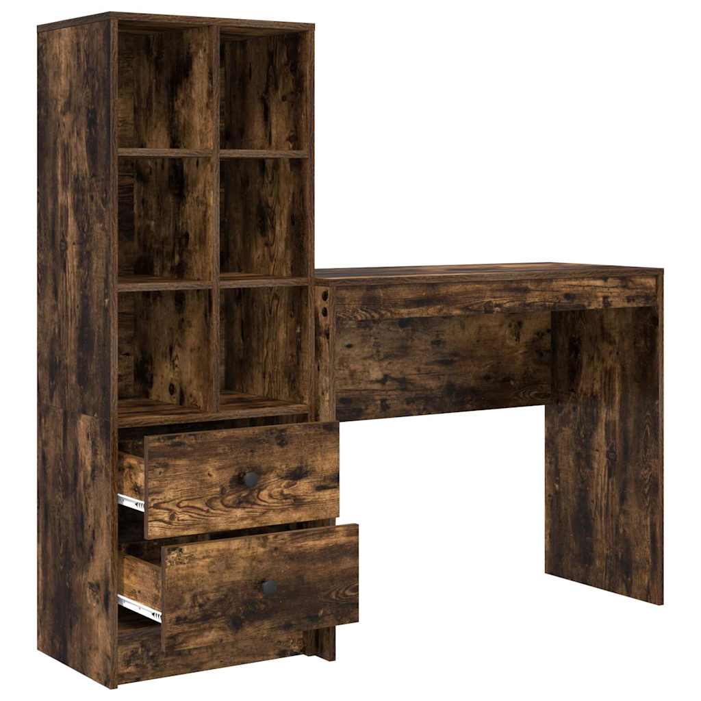 Skrivebord med opbevaring 2 pcs Røget eg 90 x 40 x 76 cm