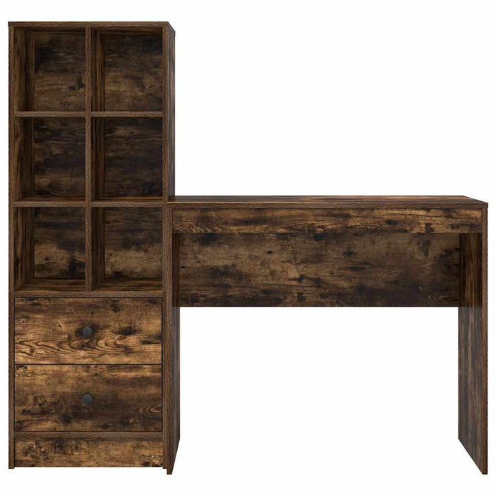 Skrivebord med opbevaring 2 pcs Røget eg 90 x 40 x 76 cm