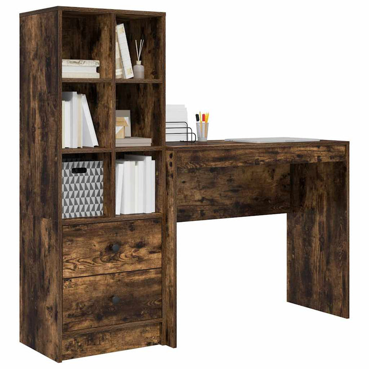 Skrivebord med opbevaring 2 pcs Røget eg 90 x 40 x 76 cm