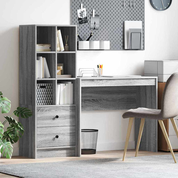 Skrivebord med opbevaring 2 pcs Grå sonoma-eg 90 x 40 x 76 cm