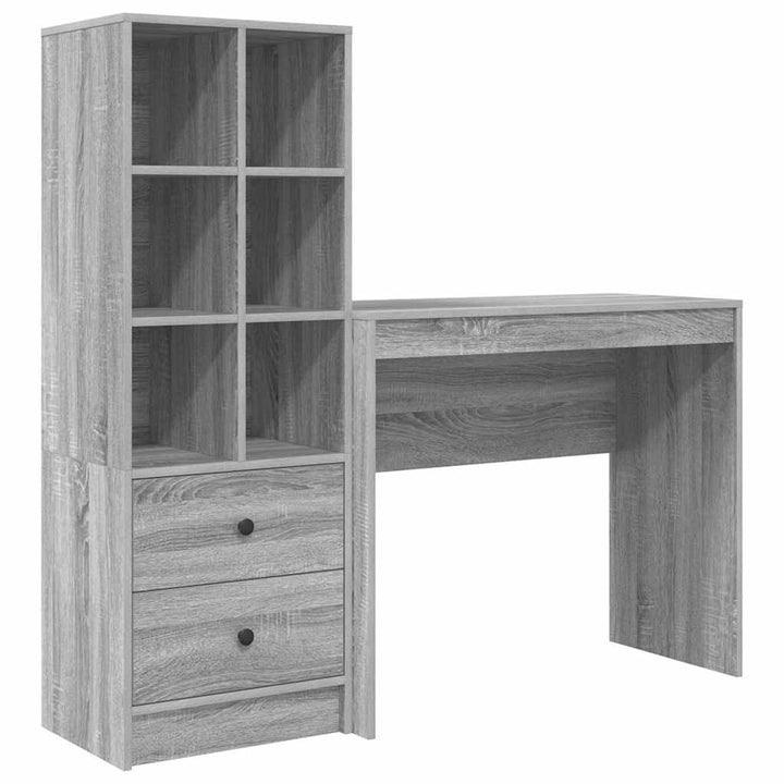 Skrivebord med opbevaring 2 pcs Grå sonoma-eg 90 x 40 x 76 cm