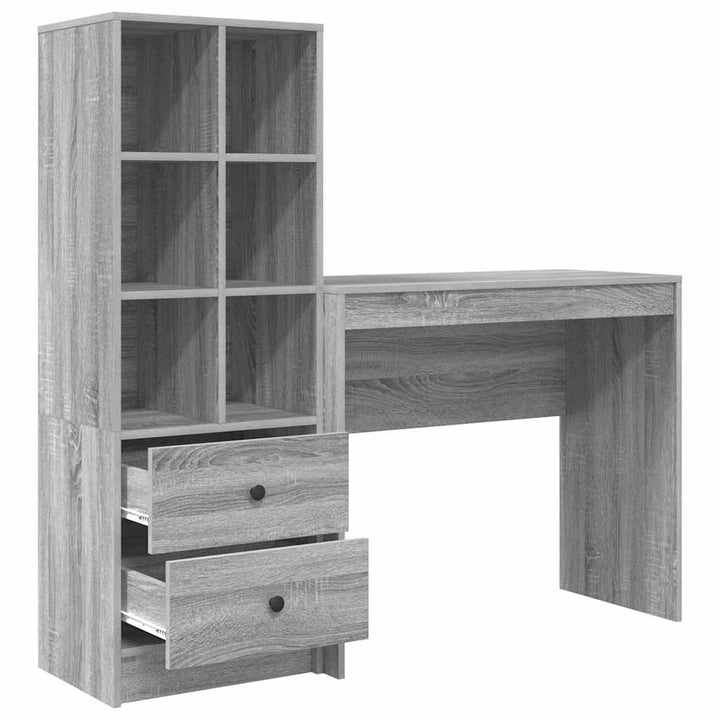 Skrivebord med opbevaring 2 pcs Grå sonoma-eg 90 x 40 x 76 cm