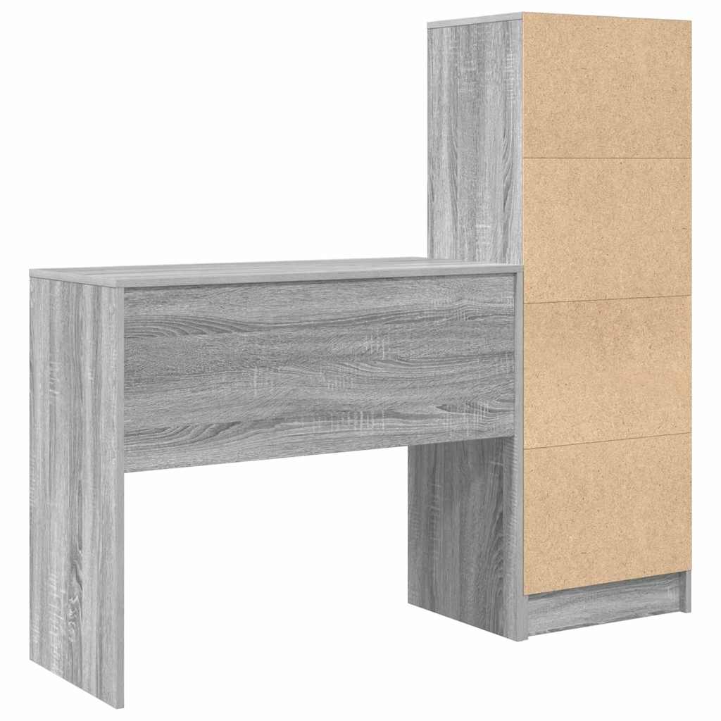 Skrivebord med opbevaring 2 pcs Grå sonoma-eg 90 x 40 x 76 cm