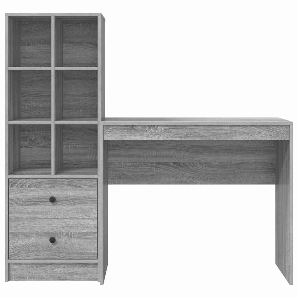 Skrivebord med opbevaring 2 pcs Grå sonoma-eg 90 x 40 x 76 cm