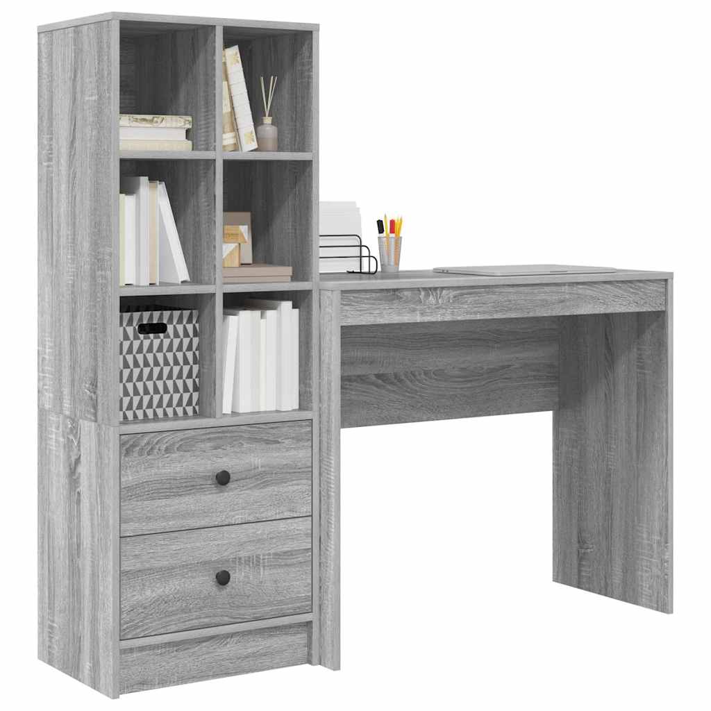 Skrivebord med opbevaring 2 pcs Grå sonoma-eg 90 x 40 x 76 cm