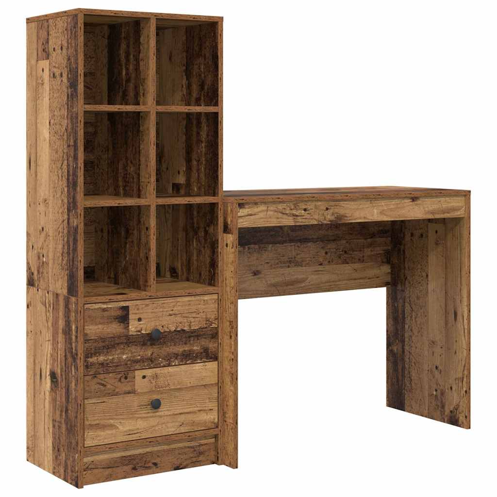 Skrivebord med opbevaring 2 pcs Gammelt træ 90 x 40 x 76 cm