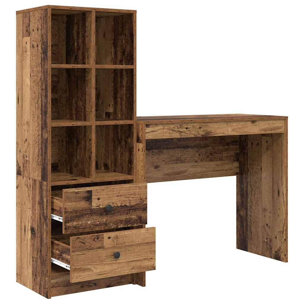 Skrivebord med opbevaring 2 pcs Gammelt træ 90 x 40 x 76 cm