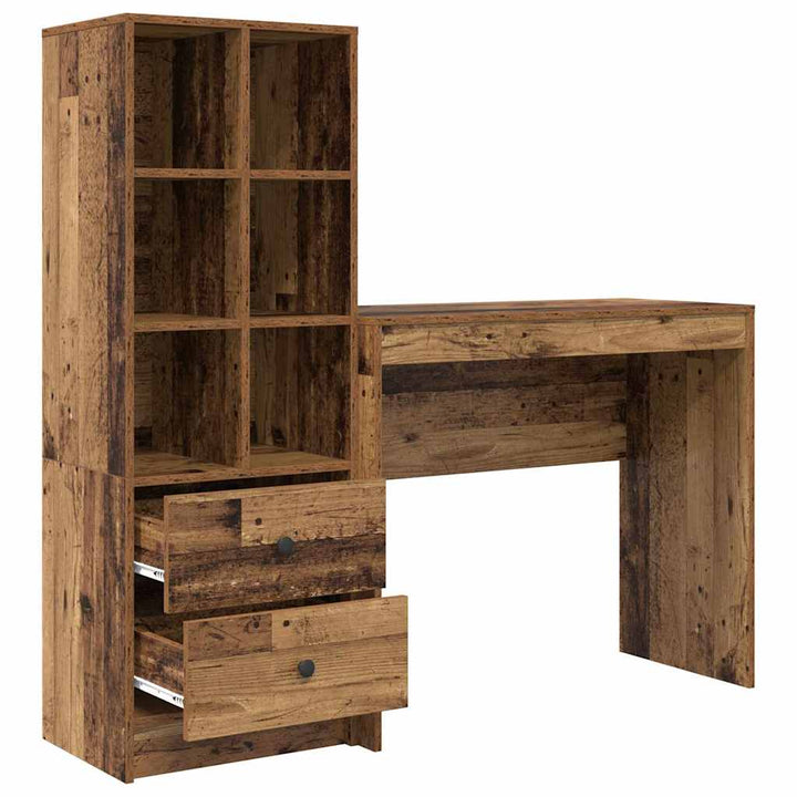 Skrivebord med opbevaring 2 pcs Gammelt træ 90 x 40 x 76 cm