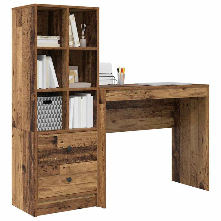 Skrivebord med opbevaring 2 pcs Gammelt træ 90 x 40 x 76 cm